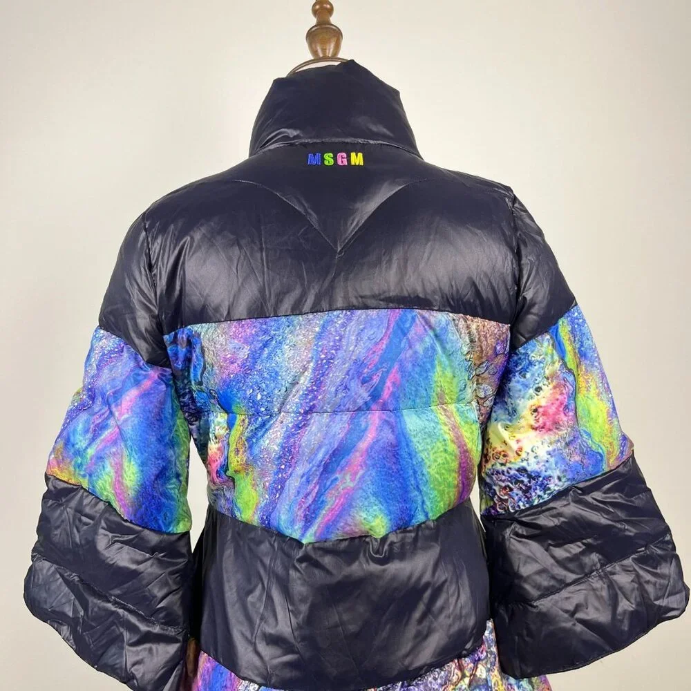 NWOT MSGM Women's Down Puffer Jacket Size S Three-Quarter Sleeve - Picture 6 of 16